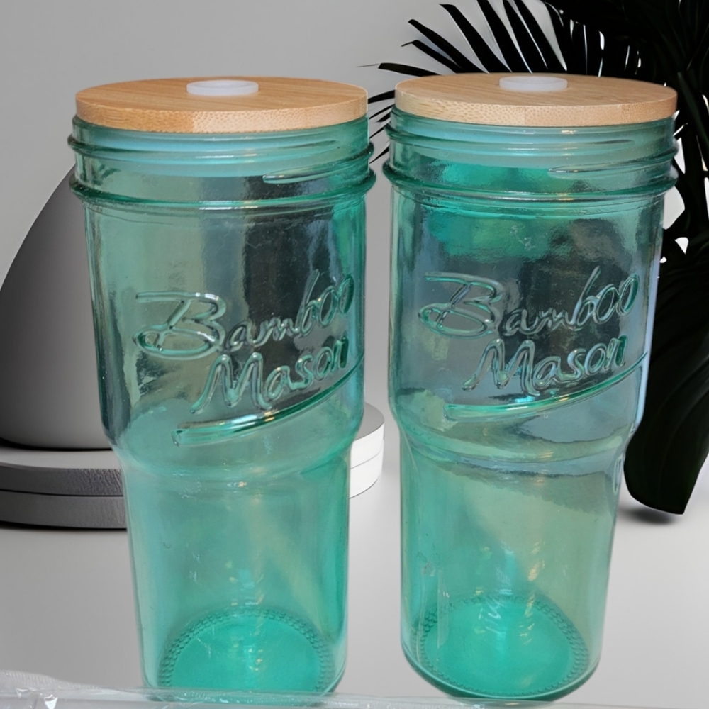 Glass Cups with Lids and Straws 2 Packs, 24oz Travel Coffee Mug